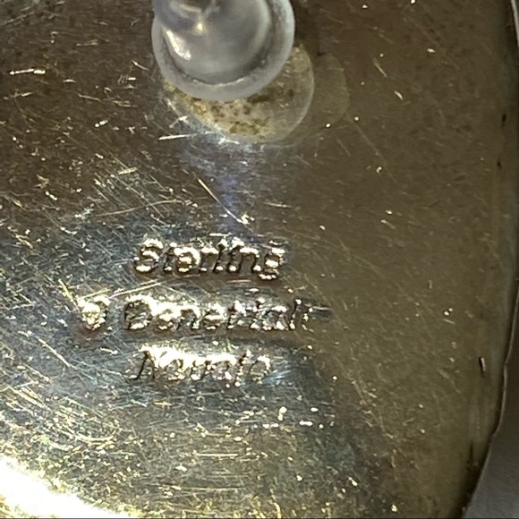 Navajo Sterling Silver Turquoise Will Denetdale Pierced Earrings Post - Picture 7 of 8